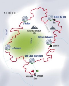 Carte itinéraire du Piémont Ardéchois